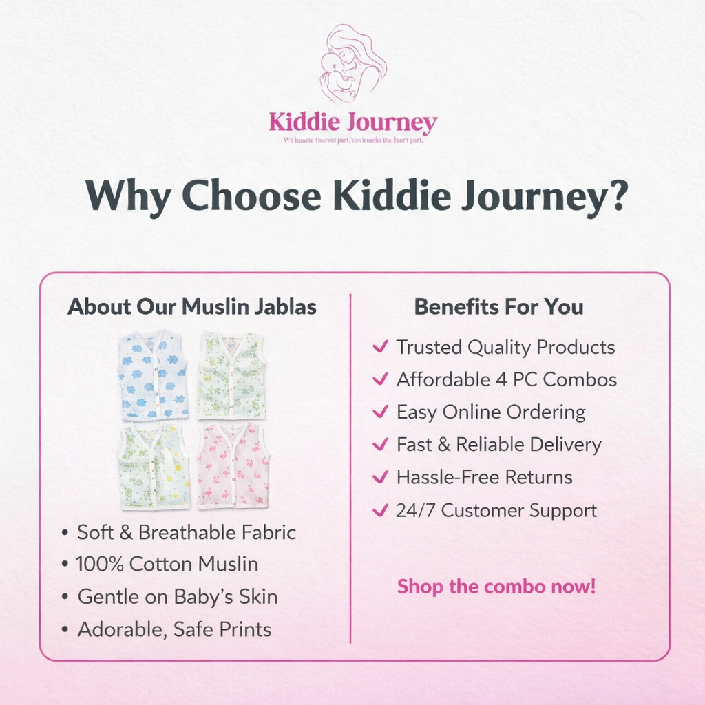 Muslin Jabla Button – 4 PC Combo for Newborn Babies (0–6 Months)